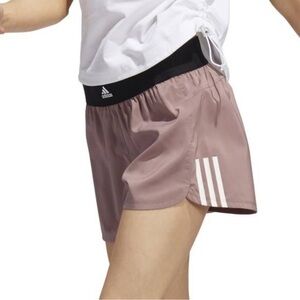 ADIDAS PACER 3-STRIPES WOVEN SHORTS IN mauve/ black LARGE